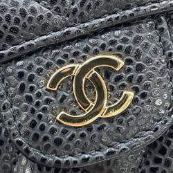 Pre Owned Chanel Matelasse Classic Small Flap Wallet Black Caviar Leather