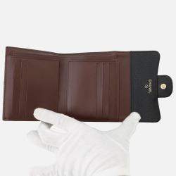 Pre Owned Chanel Matelasse Classic Small Flap Wallet Black Caviar Leather