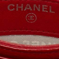 Pre Owned Chanel Red Patent Leather Interlocking CC Logo Card Case