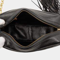 Pre Owned Chanel Black CC Quilted Lambskin Tassel Camera Bag