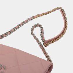 Pre Owned Chanel Pink Large Lambskin 19 Flap