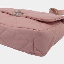 Pre Owned Chanel Pink Large Lambskin 19 Flap