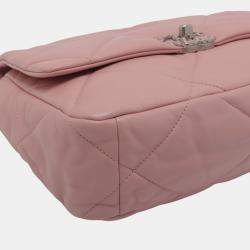 Pre Owned Chanel Pink Large Lambskin 19 Flap