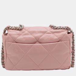 Pre Owned Chanel Pink Large Lambskin 19 Flap