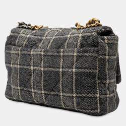 Pre Owned Chanel Grey Maxi Quilted Wool 19 Flap