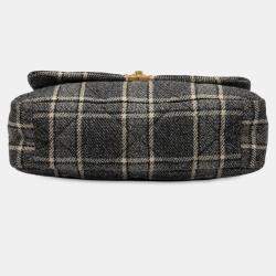 Pre Owned Chanel Grey Maxi Quilted Wool 19 Flap