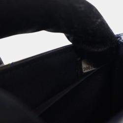 Pre Owned Chanel Navy Blue Mini Quilted Shiny Lambskin Button On Top Flap