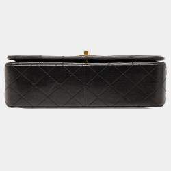 Pre Owned Chanel Black CC Quilted Lambskin Full Flap