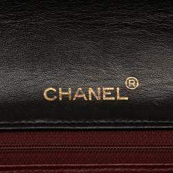 Pre Owned Chanel Black CC Quilted Lambskin Full Flap