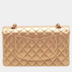 Pre Owned Chanel Brown Medium Classic Lambskin Double Flap