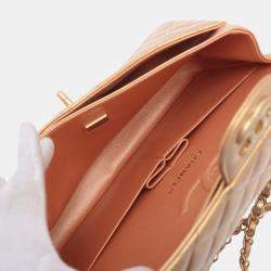 Pre Owned Chanel Brown Medium Classic Lambskin Double Flap