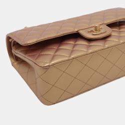 Pre Owned Chanel Brown Medium Classic Lambskin Double Flap