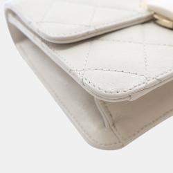 Pre Owned Chanel White Mini Lambskin Beauty Lock Flap