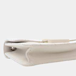 Pre Owned Chanel White Mini Lambskin Beauty Lock Flap