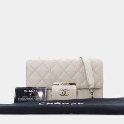 Pre Owned Chanel White Mini Lambskin Beauty Lock Flap