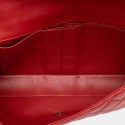 Pre Owned Chanel Red CC Quilted Lambskin East West Single Flap
