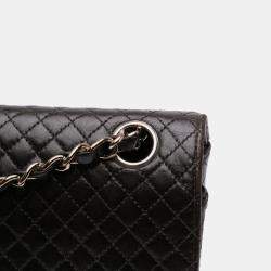 Pre Owned Chanel Black Medium Classic Microquilted Lambskin Single Flap