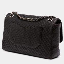 Pre Owned Chanel Black Medium Classic Microquilted Lambskin Single Flap