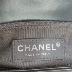 Pre Owned Chanel Green Old Medium Metallic Lambskin Boy Reverso Flap