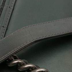 Pre Owned Chanel Green Old Medium Metallic Lambskin Boy Reverso Flap