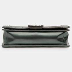 Pre Owned Chanel Green Old Medium Metallic Lambskin Boy Reverso Flap