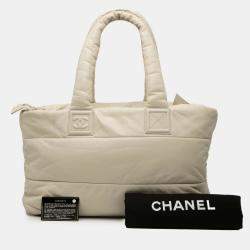Pre Owned Chanel Cream Medium Lambskin Coco Cocoon Tote