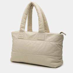 Pre Owned Chanel Cream Medium Lambskin Coco Cocoon Tote