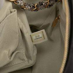 Pre Owned Chanel Black CC Quilted Lambskin Tweedy Bowler Bag