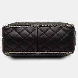 Pre Owned Chanel Black CC Quilted Lambskin Tweedy Bowler Bag