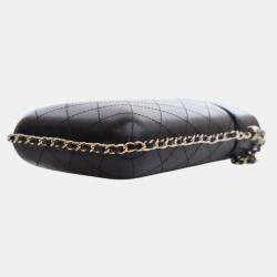 Pre Owned Chanel Black CC Quilted Lambskin Chain Around Phone Holder