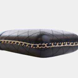 Pre Owned Chanel Black CC Quilted Lambskin Chain Around Phone Holder