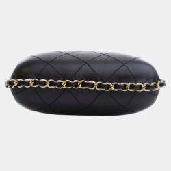 Pre Owned Chanel Black CC Quilted Lambskin Chain Around Phone Holder