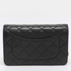 Pre Owned Chanel Black Quilted Leather CC Wallet On Chain