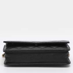 Pre Owned Chanel Black Quilted Leather CC Wallet On Chain