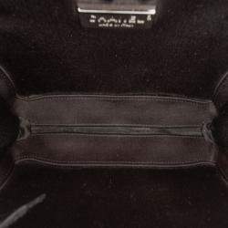 Pre Owned Chanel Black Woven Velvet and Resin Box Clutch with Chain
