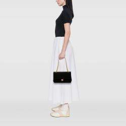 Pre Owned Chanel Black Medium Classic Jersey Double Flap
