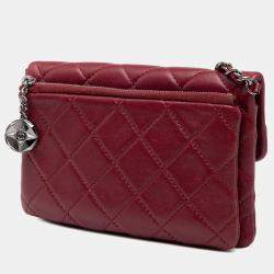 Pre Owned Chanel Red Mini Lambskin Mineral Nights Flap