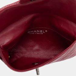 Pre Owned Chanel Red Mini Lambskin Mineral Nights Flap