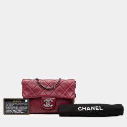 Pre Owned Chanel Red Mini Lambskin Mineral Nights Flap