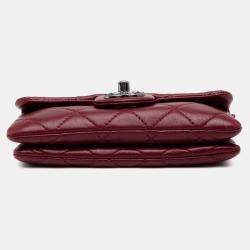 Pre Owned Chanel Red Mini Lambskin Mineral Nights Flap