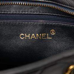 Pre Owned Chanel Black Mini Quilted Lambskin Chain Tote