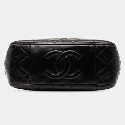 Pre Owned Chanel Black Mini Quilted Lambskin Chain Tote