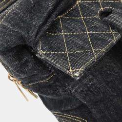 Pre Owned Chanel Navy Sparkling Denim Tote Handbag