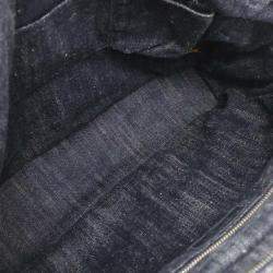 Pre Owned Chanel Navy Sparkling Denim Tote Handbag