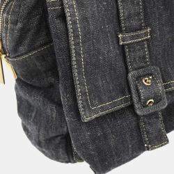 Pre Owned Chanel Navy Sparkling Denim Tote Handbag