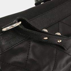 Pre Owned Chanel Black Calfskin Canvas Shoulder Bag