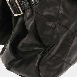 Pre Owned Chanel Black Calfskin Canvas Shoulder Bag