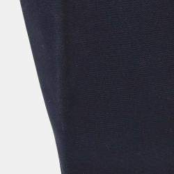 Pre Owned Chanel Navy Silver Canvas No.5 Choco Bar Tote Handbag