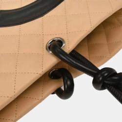 Pre Owned Chanel Beige Calfskin Cambon Ligne Tote Handbag