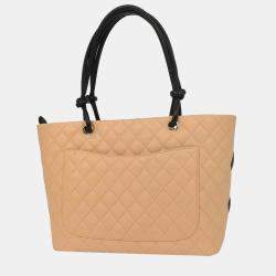 Pre Owned Chanel Beige Calfskin Cambon Ligne Tote Handbag